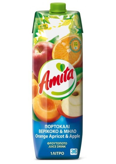 Amita Πορτοκάλι Μήλο Βερύκοκο 1lt
